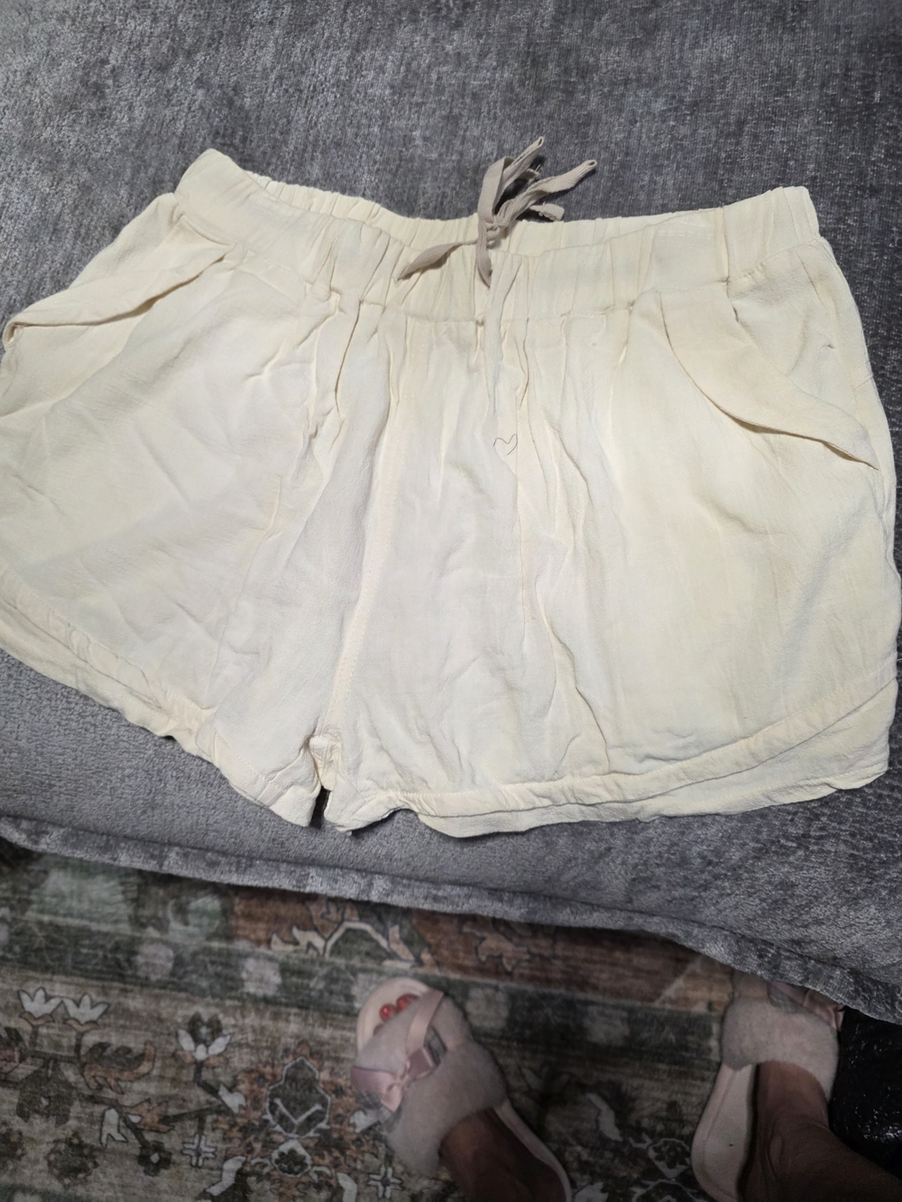 Cream Cotton Linen Blend Pull-On Shorts 2XL Coastal Boho